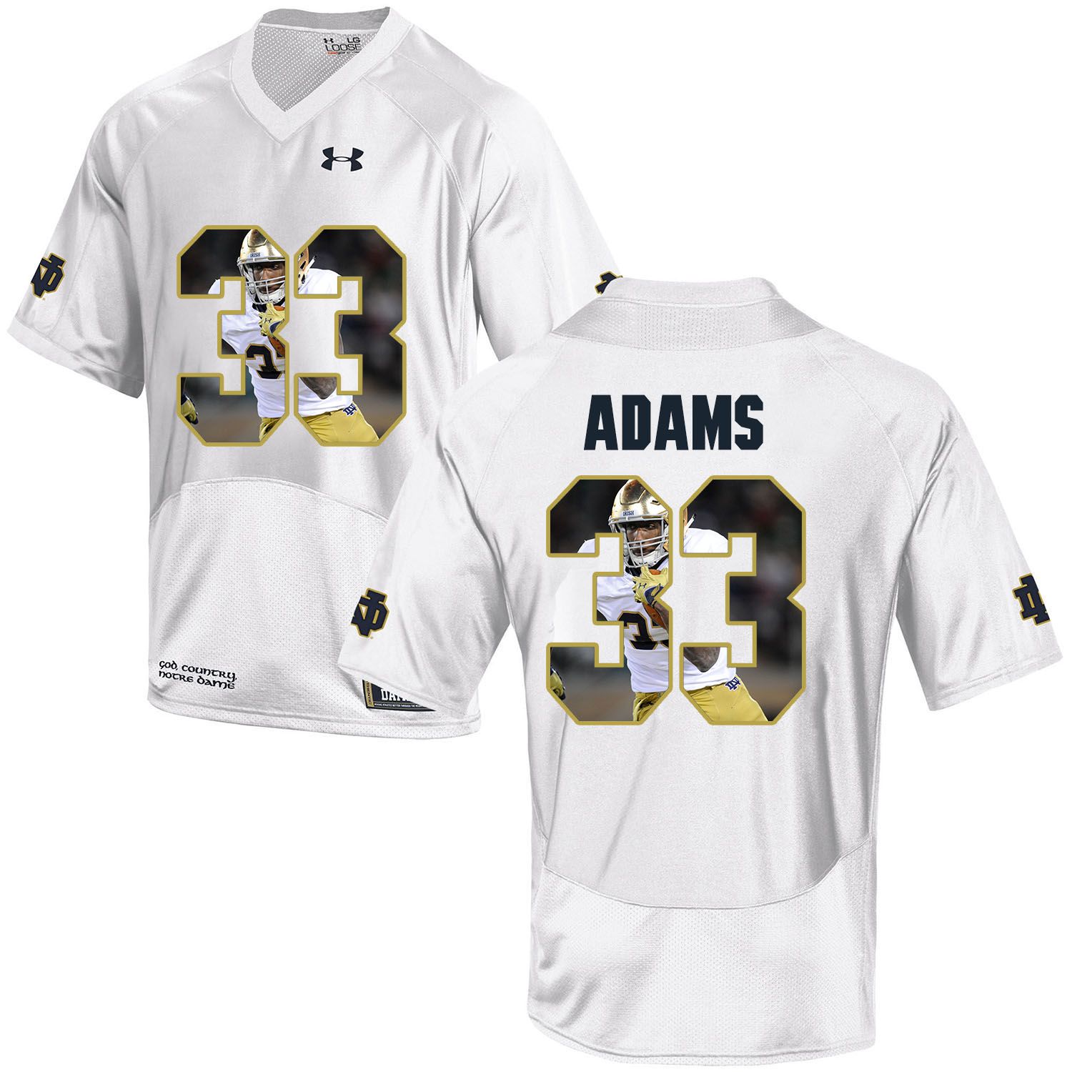 Men Norte Dame Fighting Irish #33 Adams White Fashion Edition Customized NCAA Jerseys